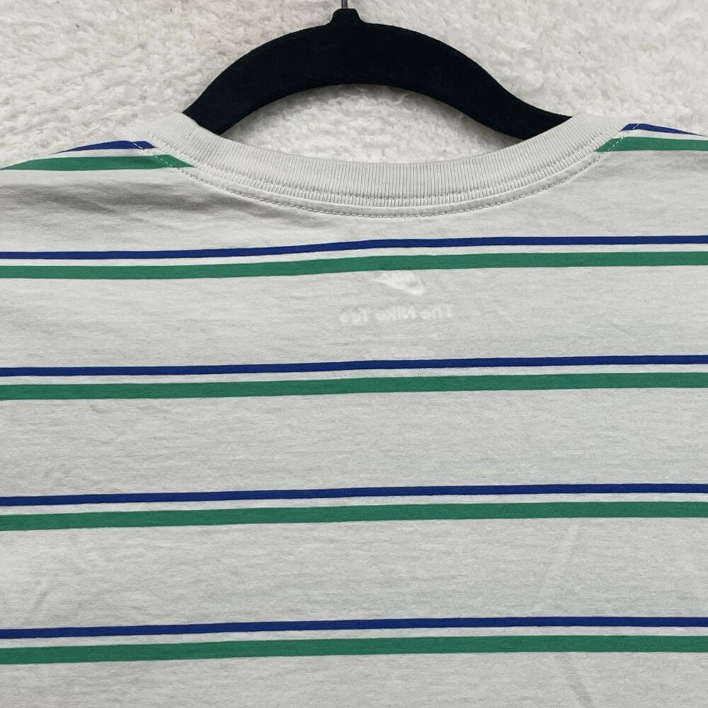 Nike Shirt Mens Large White Green Striped The Nike Tee Embroidered Swoosh Logo - Picture 6 of 11